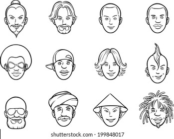 whiteboard drawing - cartoon avatar eccentric faces