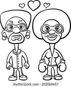 whiteboard drawing    cartoon avatar love couple black man   black woman