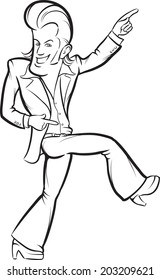 whiteboard drawing - cartoon disco dancer