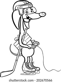 whiteboard drawing - cartoon dog character in hockey equipment