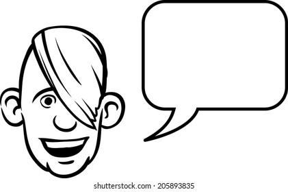 whiteboard drawing - cartoon face with speech bubble