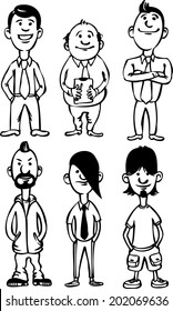 whiteboard drawing - cartoon figures of office people and freaks