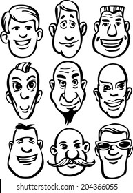 Whiteboard Drawing Cartoon Men Faces Stock Vector (Royalty Free ...