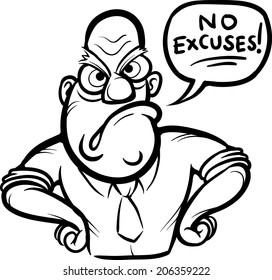 whiteboard drawing - cartoon motivation sticker - no excuses