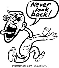 whiteboard drawing - cartoon motivation sticker - never look back