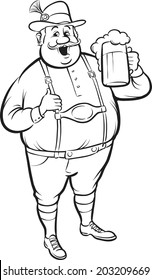 whiteboard drawing - cartoon oktoberfest man with beer