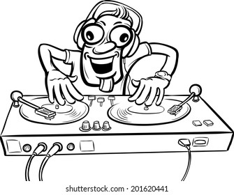 whiteboard drawing - cartoon party DJ