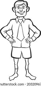 Whiteboard Drawing - Cartoon Standing Businessman In Boxer Shorts