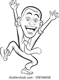 whiteboard drawing - cartoon vector joyful business person. Easy-edit layered vector EPS10 file scalable to any size without quality loss.