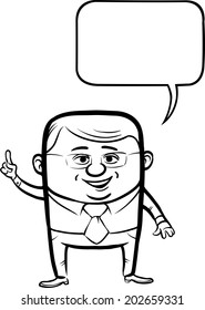 whiteboard drawing - cute cartoon vector businessman character