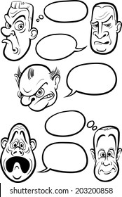 whiteboard drawing - different emotion faces with speech balloons vector collection
