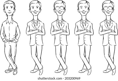 whiteboard drawing - dude cartoon set