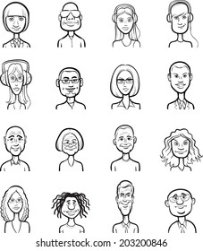 whiteboard drawing - funny cartoon faces collection