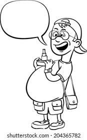whiteboard drawing - funny photographer with small digital camera