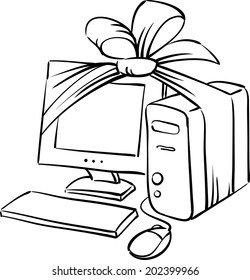 whiteboard drawing - gift computer