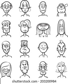 whiteboard drawing - humor cartoon faces vector collection