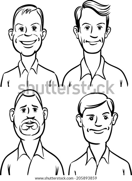 Whiteboard Drawing Men Cartoon Faces Stock Vector Royalty Free 205893859