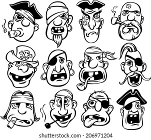 whiteboard drawing - pirate faces collection