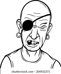 whiteboard drawing - portrait of furious pirate