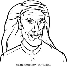 whiteboard drawing - portrait of a smiling arab