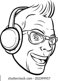 whiteboard drawing - punk with headphones
