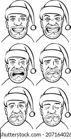 whiteboard drawing - Santa with various emotions
