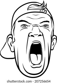 whiteboard drawing - screaming man face