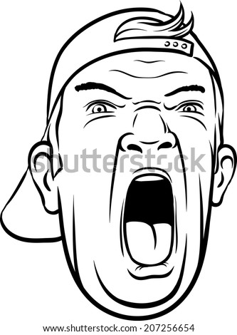 whiteboard drawing - screaming man face