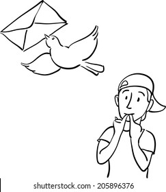 whiteboard drawing - sending mail message