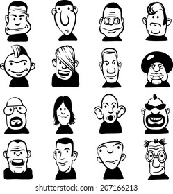 whiteboard drawing - set of doodle cartoon faces