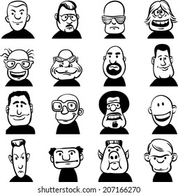 whiteboard drawing - set of doodle faces
