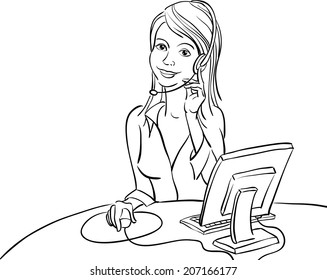 Whiteboard Drawing - Smiling Business Woman With Headset