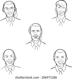 whiteboard drawing - smiling call center employees