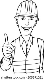 whiteboard drawing - smiling construction worker