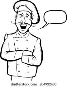 whiteboard drawing - standing smiling chef cook