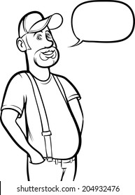 whiteboard drawing - standing smiling farmer