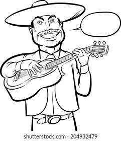 whiteboard drawing - standing smiling singing mariachi