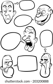 whiteboard drawing - various emotion faces with speech balloons vector collection