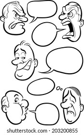 whiteboard drawing - various expressions emotion faces with speech balloons