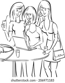 whiteboard drawing - women meeting