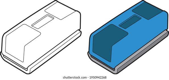 Whiteboard Eraser Stationary Drawings, Cartoon Vector, Line Art And Color