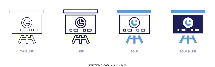Whiteboard icon in 4 different styles. Thin Line, Line, Bold, and Bold Line. Duotone style. Editable stroke.