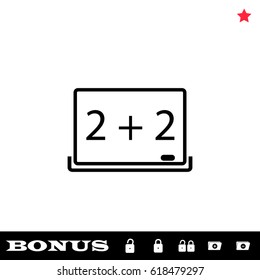 Whiteboard icon flat. Black pictogram on white background. Vector illustration symbol and bonus button open and closed lock, folder, star