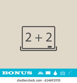 Whiteboard icon flat. Grey pictogram on light background. Vector illustration symbol and bonus button real estate, ottoman, vase, tv, fishing rod
