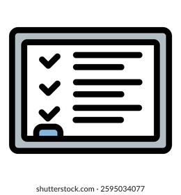 Whiteboard icon in flat line style representing brainstorming teaching and visual planning ideal for education meetings and productivity concepts.