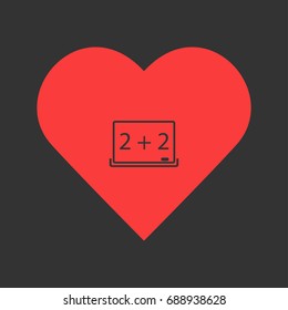 Whiteboard icon flat. Simple pictogram on heart background. Vector illustration symbol