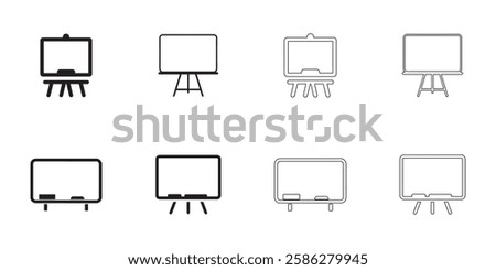 Whiteboard icons set simple clean and smooth lines and fill vector icons in black on a white background.
