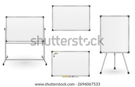 whiteboard magnetic for presentations training and education vector illustration isolated object icons