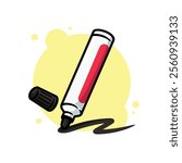Whiteboard Marker Cartoon Icon Vector Illustration. Isolated background. School office stationery supplies