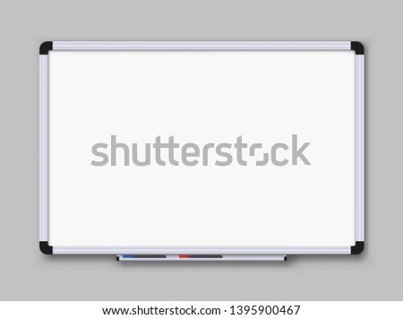 Whiteboard for markers on transparent background. Office board. Vector illustration